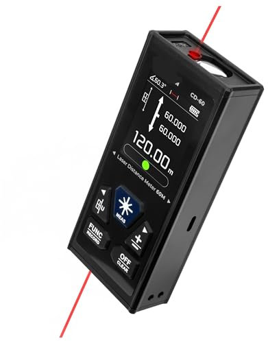 MZZYG Telémetro láser bilateral de 120 m Medidor de Distancia Recargable Digital con Burbuja de Nivel, batería de Litio incorporada Alta precisión