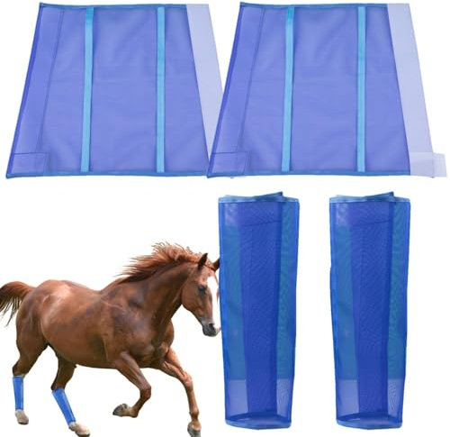 Uhngw Pferdegamaschen 4er-Set, Fliegengamaschen für - Wiederverwendbare Leggins,Fliegenstiefel, atmungsaktives Mesh für Komfort, lindert die Ermüdung der Beine und reduziert das Stampfen