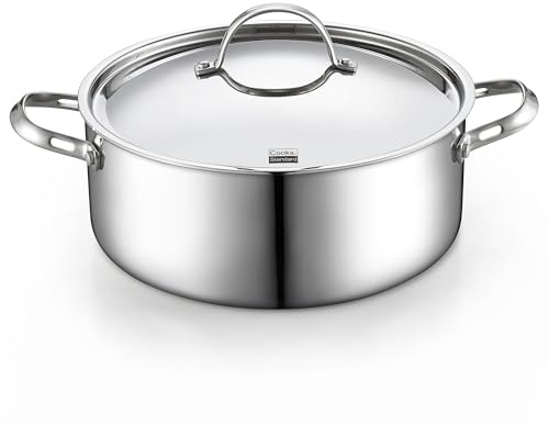Cooks Standard Multi-Ply Clad Stainless Steel Stock Pot, 7-Quart Pasta Cooking Canning Dutch Oven Pot with Lid, Deep Stockpot Induction Cookware