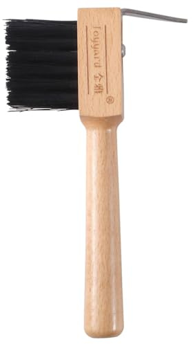 Bexdug Pick - Grattoir à sabot en caoutchouc avec brosse, brosse à sabots - Grattoir à sabots avec manche en bois - Brosse de nettoyage robuste et structurée pour cheval