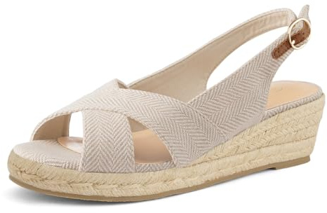 mysoft Women's Espadrille Sandals Low Wedge Platform Open Toe Slingback Ankle Strap Criss Cross Slip On Summer Shoes
