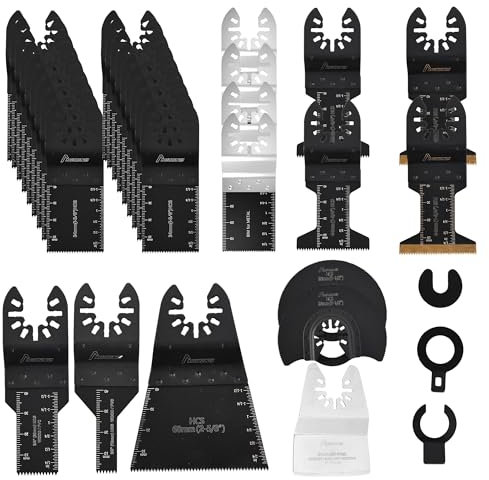 MAZING 36 PCS Oscillating Saw Blades,Multitool Blades,Quick Release Multi Tool Blades for Wood Metal Plastic, Universal Oscillating Tool Blade Kits for Dewalt Ryobi Milwaukee Rockwell Fein Makita