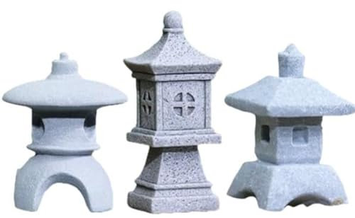 Amosfun 3 StüCk Mini Pagoden Gartenstatue – Japanische Stil Pagoden Laterne FüR Outdoor Und Feengarten Dekoration, Miniatur ZubehöR FüR Zen Garten Und Aquarien