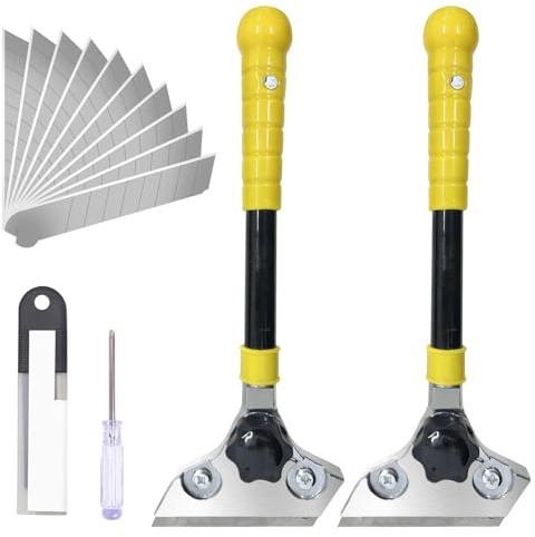 2 rascadores giratorios para papel pintado con 20 cuchillas de repuesto, 30 × 10 cm, rascador de papel pintado con mango de goma, juego con funda protectora, para todo tipo de superficies de pared