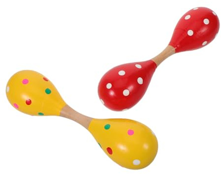 SUPVOX 2 Maracas in Legno Doppia Testa per Adulti Strumenti Musicali Percussione Sicuri e Leggeri per Sviluppo Ritmo Interattivo e Educazione Musicale