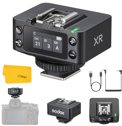 Godox XR TTL Wireless Flash Receiver for Canon Nikon, Upgrade of Godox X1R, 2.4G HSS Remote Trigger Sync with X3/X3Pro, Built-in Battery, 32 Channels Wireless Shutter Release, Multi Interface Hotshoe