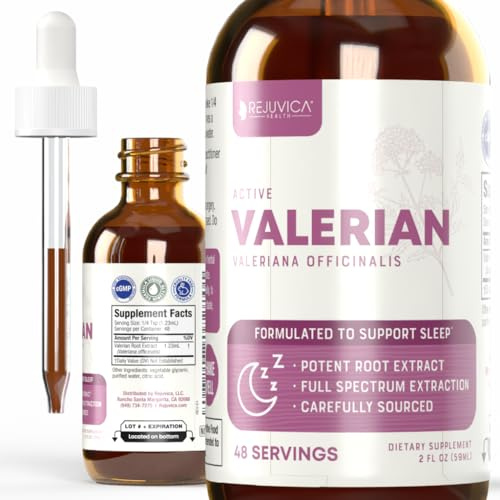 Rejuvica Health Active Valerian 2oz - Advanced Valerian Liquid Extract - Sleep Support Drops - Vegan Sugar Free Non GMO Tincture