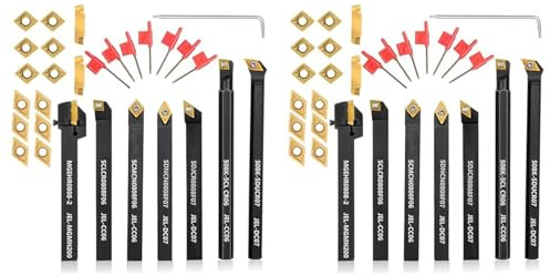 Rastapulz Burin de tournage, 5/16, tige de 8 mm, 14 pièces pour tourner, perforer, tarauder, percer avec 28 pièces en carbure de tungstène