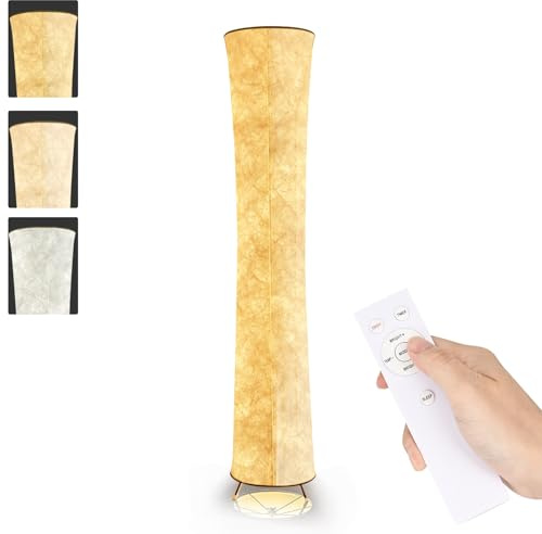 BASRAE Lámpara de pie moderna para salón, LED, papel, regulable, 3 colores