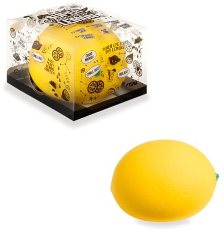 TRENDHAUS 968104 - XXL Anti-Stress Squeeze Super Lemon, ca. 11,5 x 16 x 11 cm, Squishy in Zitronen-Form, Stressball für Kinder und Erwachsene