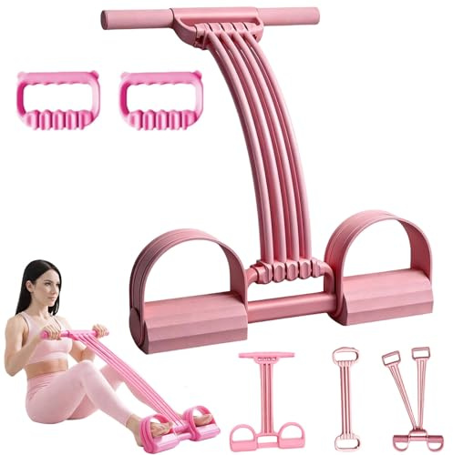 2026 NEW 3-in-1 Pedal Resistance Bands with Handles,8 Tube Detachable Combination Elastic Pull Rope Fitness for Training The Abdomen, Waist, Back, Arms, Legs, and Core (Pink)
