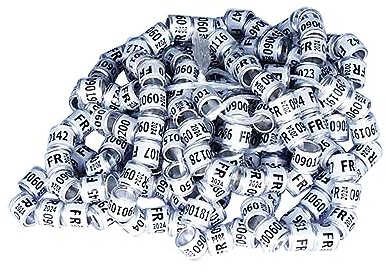 FytStycale 100 Bagues pour Pigeons 2024, Anneaux de Patte en Aluminium, Accessoires D'identification, Diamètre Intérieur 1 Cm, Hauteur 1,1 Cm, Anneau D'e, Blanche