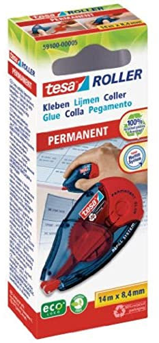 tesa Kleberoller permanent 8,4 mm x 14 m eco Logo und recycelte Verpackung 5 Rollen