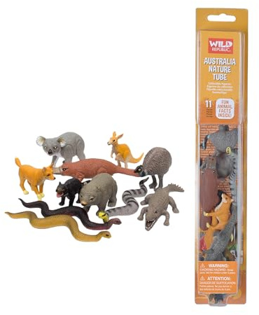 Wild Republic Australia Toy Figures, Kangaroo, Crocodile, Koala, Platypus, Wombat, Emu, Dingo, Tasmanian Devil, Snakes, Gifts for Kids, 11Piece Set, Multi (15076)