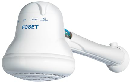 Foset 49491 - Alcachofa de ducha eléctrica, agua caliente instantánea, 4 niveles de temperatura, cabezal de ducha de mano con manguera de 5 pies incluida