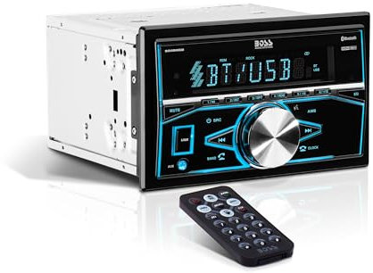 BOSS Audio Systems Autoradio 820BRGB - Doppio DIN, Bluetooth, No Lettore CD Dvd, Ricevitore Radio AM/FM, Illuminazione Multicolore, Telecomando Wireless, Aux in, USB
