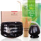 Goodwei BIO Matcha aus Japan im Matcha-Set komplett mit hochwertiger Matcha Schale aus Keramik, Matcha Besen und Besenhalter | Geschenkset für Teezeremonie (Burashi)