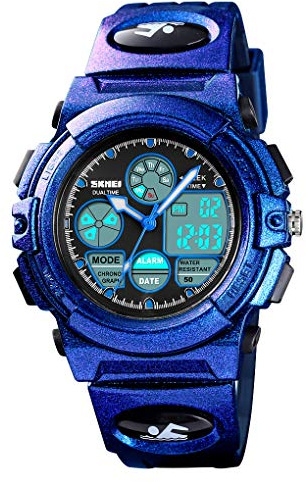Dayllon Boys Digital Watch Outdoor Sports 50M Waterproof Electronic Watches Alarm Clock 12/24 H Stopwatch Calendar Boy Girl Wristwatch - Purple Blue