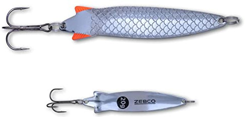 Zebco Premium Trophy Z-Spoony Blinker Fishing Lure Snake Bait with Treble Fishing Hooks Predatory Fish Spoons Fishing Accessories, Silver, 10g