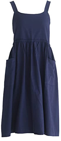 Nanxson Förkläde skyddskläder bomull linne vanlig bomull herr dam rengöring hushållsarbete knapp justering sött kök fashionabel damblomma ShopCFL0002, Marinblått Xsp, S