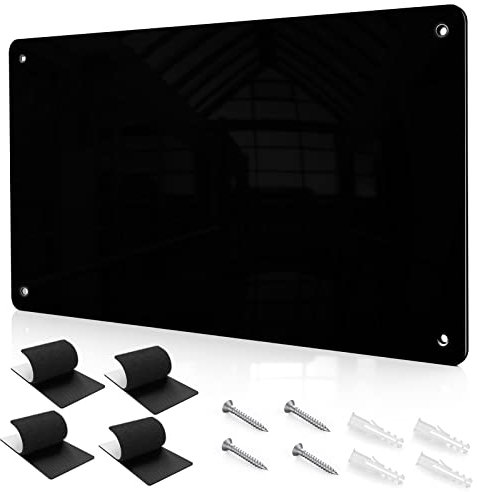 tonhui 43.5 x 30 cm Black Metal Magnetic Board - Display Magnetic Letters, Numbers, Photos, Notes, Suitable for Refrigerator, Cubicle, Cabinet