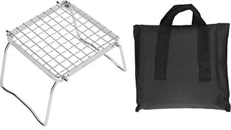 Folding BBQ Grill Rack Portable Campfire Grill Silver Mini Folding Grill Rack Stainless Steel Camping Grill for Outdoor
