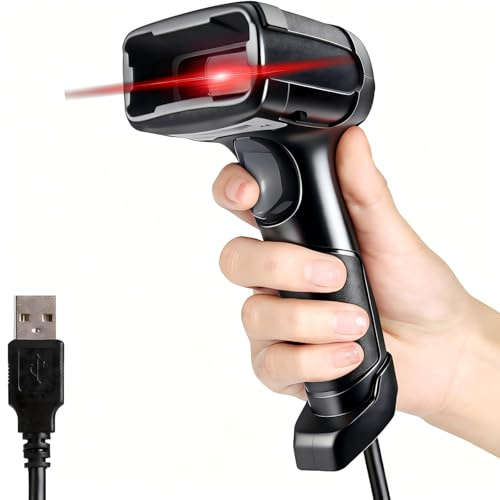 LENVII Escáner de códigos de Barras 2D USB, QR Lector de Códigos de Barras | con Cable, Plug & Play, 1D/2D QR,PDF417, DataMatrix,Para supermercados tiendas,bibliotecas,almacén,POS Barcode Scanner(Negro)