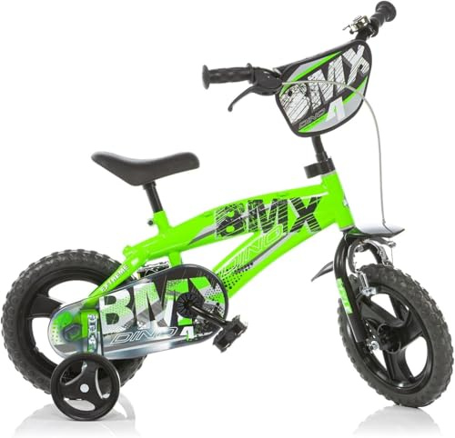 Vélo pour Enfant Vélo Dino Bikes BMX Noir/Vert Taille 12 - 14 - 16 (Cercle 12 Pouces)