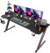 Homall Gaming Tisch 160 x 60 cm, Z-Frame Gamer Schreibtisch mit Kopfhörerhaken & Getränkehalter, Kohlebeschichtung Ergonomischer PC Computertisch, Stabiler Tisch