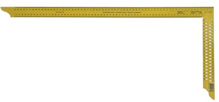DEWEPRO Équerre de charpentier 700 mm avec division sur quatre côtés et trous de traçage - Revêtement par pulvérisation jaune - Équerre métallique plate