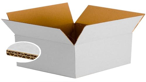 SIMPLETEK - Caja de cartón blanca reforzada de doble onda 450 x 420 x 230 mm | Caja de embalaje resistente