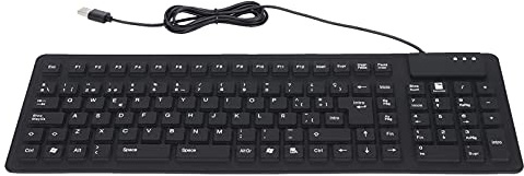 Teclado 105 teclas español USB con cable portátil plegable silencioso impermeable a prueba de polvo teclado de silicona