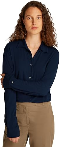 Tommy Hilfiger Donna Camicia Casual Regular Fit, Blu (Dark Night Navy), L