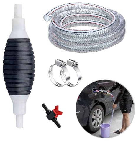 Upgrade Multifunktionale Siphon-Handpumpe, 2M Flüssigkeitssauger Siphonpumpe mit Schalter, tragbare manuelle Kraftstofftransferpumpe, geeignet für Benzin Wasser Boot Auto Diesel Gas Öl Kraftstoff