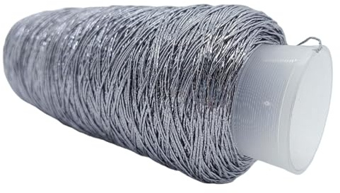 CHAKAE 200g/Roll Metallic Crochet Thread, Sparkling Silver Polyester Yarn for Knitting, Weaving, Making Bag, Keychain Charm