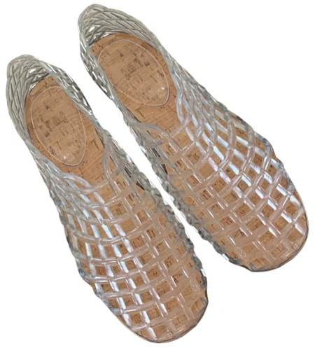Kexpery Donna Jelly Flats Moda Slip-on Flats Punta Quadrata Spiaggia Jelly Scarpe Leggero Casual Sandali Piatti Traspirante per Viaggi All'aperto, bianco, 38 EU
