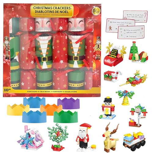 YAAVAAW Pacco da 6 Crackers per Natalizi,Luxury Christmas Crackers con Sorpresa,Xmas Crackers Regali di Natale per Bambini e Adulti, Feste di Natale,Decorazioni per la Tavola di Natale (Style 1)