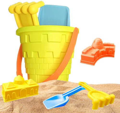 Sandspielzeug-Set für Kinder – Sandspielset für draußen, 5-teiliges Sandeimer-Set | Komplettes 5-teiliges Sandspielzeug, Schaufeln, Eimer und Kellen für lustige - und Sandkastenabenteuer