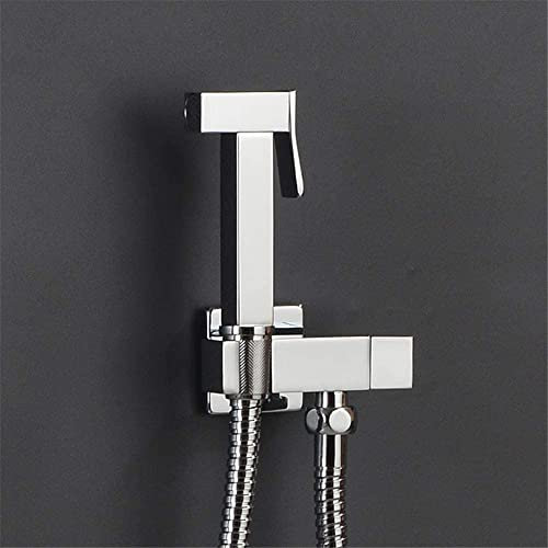 Douchette pour bidet Robinets de bidet, robinet de douche de salle de bain en laiton, pulvérisateur de toilette for bidet, mélangeur de laveuse de toilette for bidet, douche musulmane, ronde(Square)