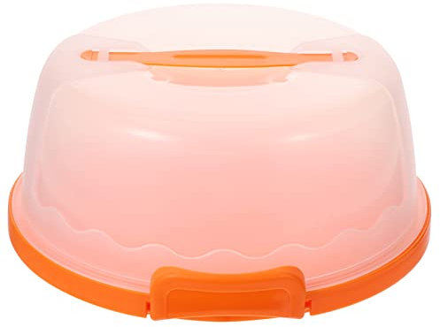 TOPPERFUN 1 Stück Aufbewahrungsbox Für Kuchen Träger Kuchenbehälter Mit Deckel Bäckerei Eng Tragbar Luftdichtes Kuchenspeicherbehälter Dessertbehälter Plastik Orange Wiederverwendbar