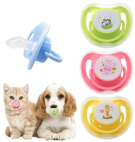 jamgeery Tétine pour Chien,4 Pièces Sucettes Allaitement Chaton,Motifs en Silicone à Mâcher pour Animaux avec Couvercle | pour Développement Dentition Exercice Apaisant