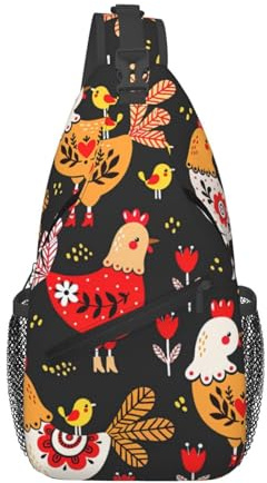 Söt tupp kycklingtryck män kvinnor korsväska diagonalt slunga lätt axel crossbody ryggsäck
