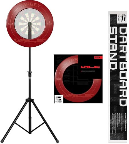 Target Darts Portable Dartboard Stand mit rotem VALE Surround | Mobiles, freistehendes System mit Stativ und Boardhalterung | Außenwandschutzring | Kompatibel mit Allen Dartboards
