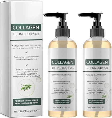 2 flaconi di olio al collagene,Collagen Body Oil,Olio per il corpo lifting al collagene,Idrata e leviga la pelle, olio al collagene per il corpo e il viso, Oli da massaggio per gambe e corpo intero