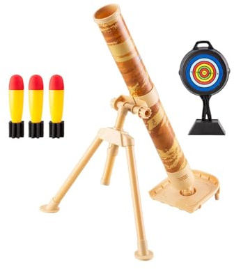 3 Pièces Lanceur de Fusée Ensemble Blasters Jouet Mortier Mousse Fonction Réglage Rotation Facile à Installer Adapté Aux Jeux Interactifs pour, Jaune