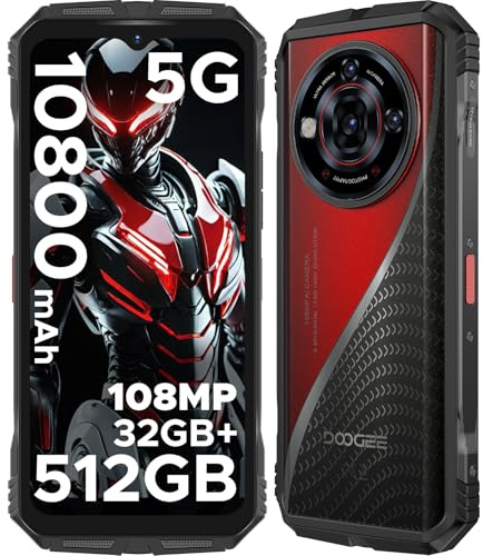 DOOGEERugged S118 Pro 5G Movil Irrompible MTK7050 24GB+512GB, 6.6''FHD+/120Hz Móvil Rugerizado, 4K/108MP+20MP Visión Nocturna, 10800mAh(33W), NFC/Huella&Face ID/Doble SIM 5G Movil Resistente