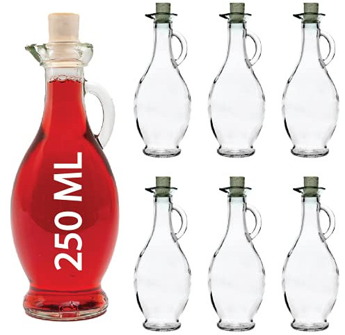 6 x 250 ml leere Glas-flaschen Karaffe Glaskaraffe Essig ÖL Behälter