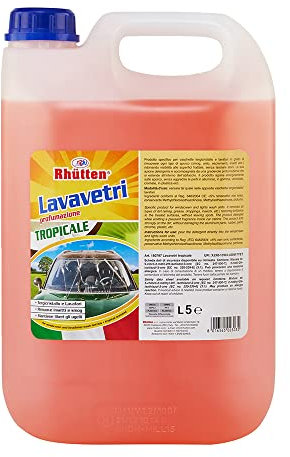 Lavavetri per Vaschette Tergicristalli, Pronto all'uso, Detergente Parabrezza, Elimina Insetti e Smog, Profumo Tropicale, Estivo, 5L