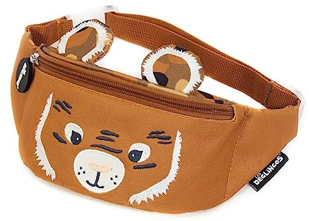 LES DEGLINGOS - Sac Banane Enfant - Speculos le tigre - Amusant - Idéal pour les balades, pique nique - Fille et Garçon - Âge dès 3 ans - Ocre