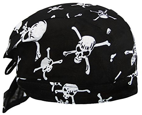 Outdoor Sport Headwear Sweat Wicking Beanies Cycling Hat Breathable Mesh Headband Bandana Quick Dry Adjustable Sport Skullies Cap Pirate Hat for Cycling Running (Small Skull)